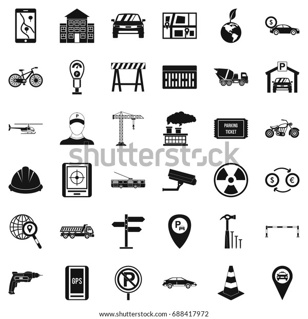 Car gps icons set. Simple\
style of 36 car gps vector icons for web isolated on white\
background