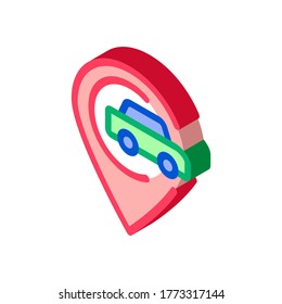 Car Gps Map Mark Icon Vector. Isometric Car Gps Map Mark isometric sign. color isolated symbol illustration