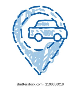 Car Gps Map Mark sketch icon vector. Hand drawn blue doodle line art Car Gps Map Mark isometric sign. isolated symbol illustration
