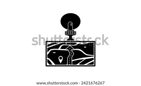car GPS navigator, black isolated silhouette