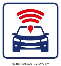 Auto GPS Tracker Symbol. Fahrzeugverfolgungssystem oder Transportort 