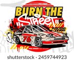 Car Graffiti Vector Illustration. Racing car illustration in graffiti style.