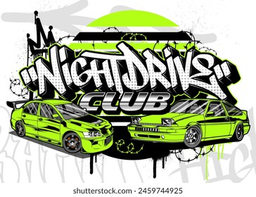 Car Graffiti Vector Illustration. Racing car illustration in graffiti style.