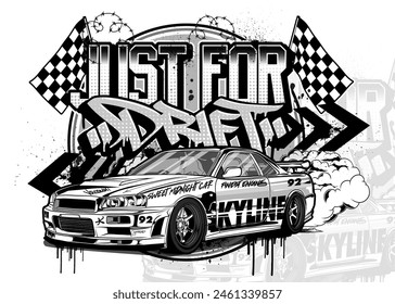 Car Graffiti Vector Illustration. Street racing car illustration in graffiti style.