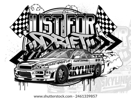 Car Graffiti Vector Illustration. Street racing car illustration in graffiti style.
