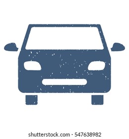 Car grainy textured icon for overlay watermark stamps. Flat symbol with unclean texture. Dotted vector blue ink rubber seal stamp with grunge design on a white background.