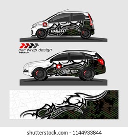 
car graphic background vector. abstract tribal livery design for vehicle vinyl wrap 