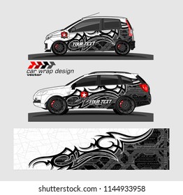 
car graphic background vector. abstract tribal livery design for vehicle vinyl wrap 