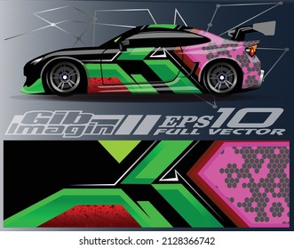 vector de fondo gráfico del coche. diseño de livery de estilo de carrera abstracto para el envoltorio de pegatinas de vinilo para vehículos