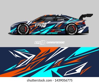 car graphic design concept. Abstract racing background for wrapping vehicles, race cars, cargo van, pickup trucks and racing livery.