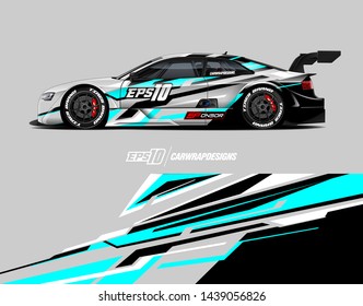 car graphic design concept. Abstract racing background for wrapping vehicles, race cars, cargo van, pickup trucks and racing livery.