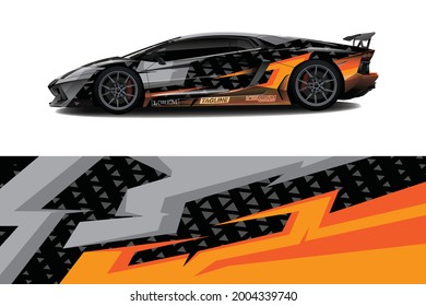 Concepto de diseño gráfico de coches. Diseños de rayas grunges abstractas gráficas para envolver 
