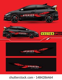 Car graphic vector. abstract lines with red background design for vehicle vinyl wrap