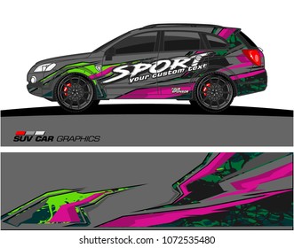 Car Graphic vector. abstract racing background for SUV vinyl wrap