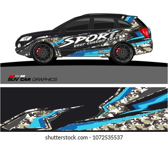Car Graphic vector. abstract racing background for SUV vinyl wrap