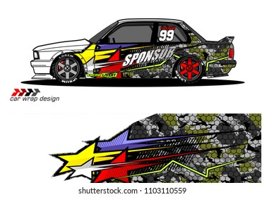 car Graphic vector. abstract racing shape design for vehicle vinyl wrap background 