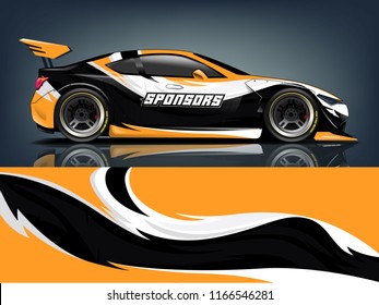 Car graphic vector. abstract racing shape with modern strip design for Racing car vinyl wrap