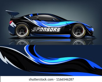 Car graphic vector. abstract racing shape with modern strip design for Racing car vinyl wrap