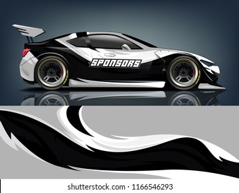 Car graphic vector. abstract racing shape with modern strip design for Racing car vinyl wrap