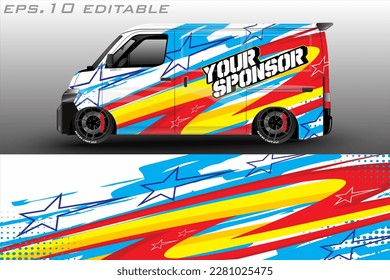 Diseño vectorial gráfico de coches. forma de carreras abstracta con diseño de camuflaje moderno para envoltura de vinilo para vehículos