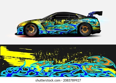 car graphic vector. simple curved shape with grunge background design for vehicle vinyl wrap