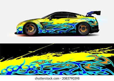 vector gráfico del coche. forma curvada simple con diseño de fondo grueso para envolver vinilo de vehículo