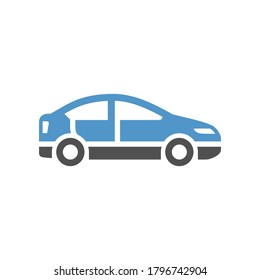 Automobil - graublaues Symbol einzeln auf weißem Hintergrund