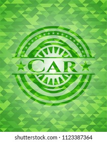 Car green emblem with mosaic background