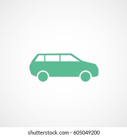 Car Green Flat Icon On White Background
