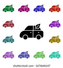 Car, green, leaf multi color style icon. Simple glyph, flat vector of ecology icons for ui and ux, website or mobile application