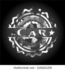 Car grey camouflaged emblem