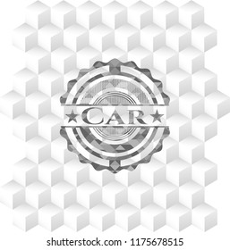 Car grey emblem. Retro with geometric cube white background