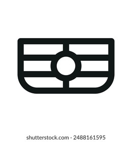 Icono de parrilla de coche UI, símbolo de Vector de línea mínima de parrilla delantera de coche