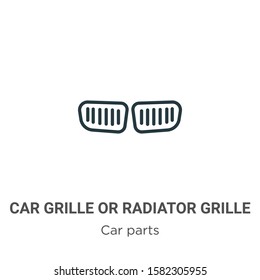 Car grille or radiator grille outline vector icon. Thin line black car grille or radiator grille icon, flat vector simple element illustration from editable car parts concept isolated on white 
