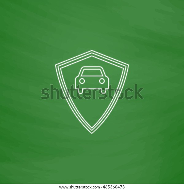 Car guard Outline vector icon.\
Imitation draw with white chalk on green chalkboard. Flat Pictogram\
and School board background. Illustration\
symbol