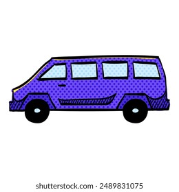 Car halftone icon hand drawn color vector illustration