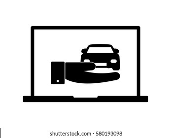 car in hand, computer, icon, vector illustration eps10