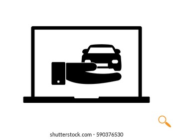 car in hand, computer, icon, vector illustration eps10