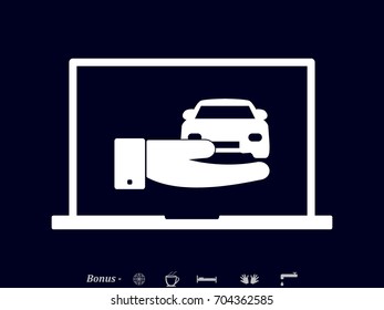 car in hand, computer, icon, vector illustration eps10
