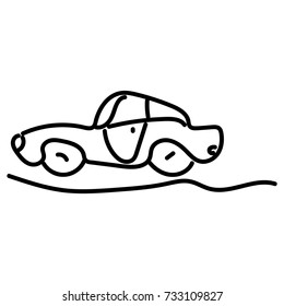 Car hand drawing vector. Retro car in cartoon style.  Classic car cartoon set