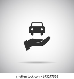 Car In Hand Icon Vector Illustration