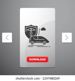 car, hand, insurance, transport, safety Glyph Icon in Carousal Pagination Slider Design & Red Download Button