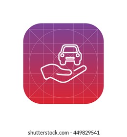 car in hand line icon