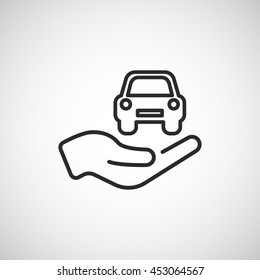 car in hand line icon