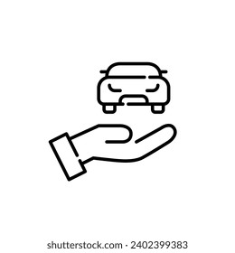 Car in hand. Pixel perfect, editable stroke