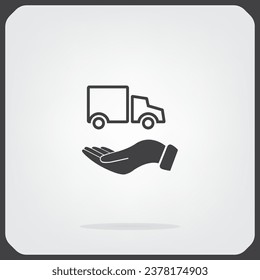 car in hand - vector icon