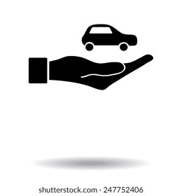 car in hand - vector icon