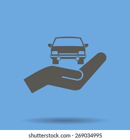 car and hand vector icon