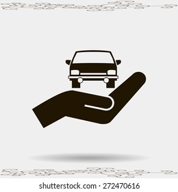 car and hand vector icon