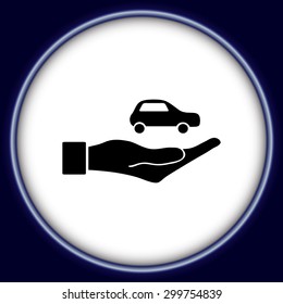 car in hand - vector icon